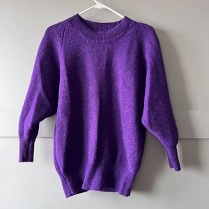 Ceaces Rech Paris Purple Wool‎ Blend Knit Sweater Pullover Women Small Knit